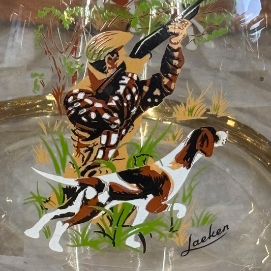 SET DE 4 VASOS Y JARRA TEMA CAZA.