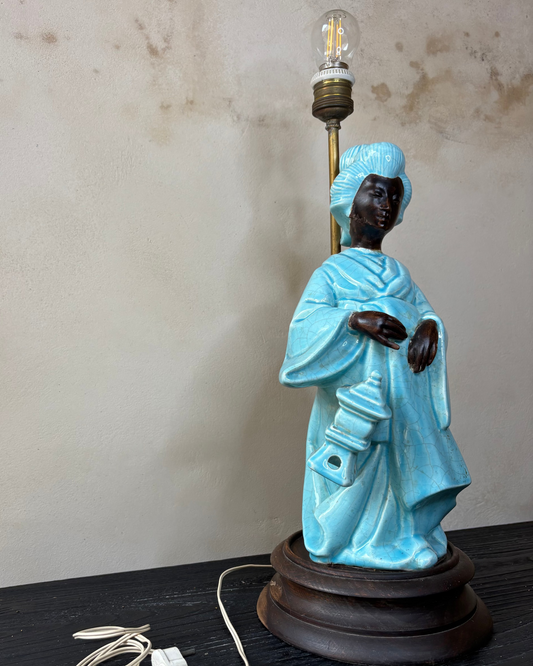 LAMPARA ANTIGUA PORCELANA CHINA.