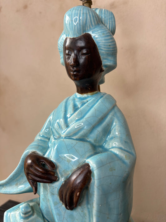 LAMPARA ANTIGUA PORCELANA CHINA.