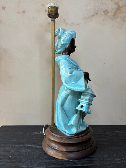 LAMPARA ANTIGUA PORCELANA CHINA.