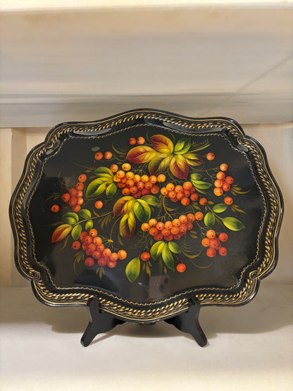 BANDEJA METAL PINTADA A MANO.