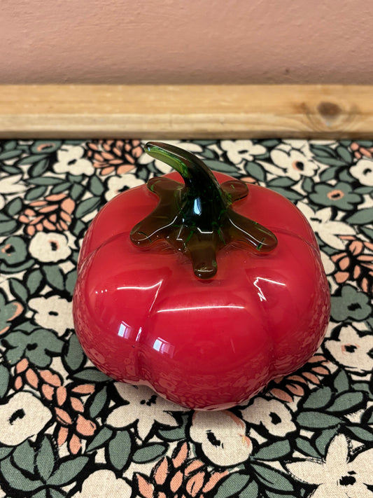 TOMATE VINTAGE DECORATIVO DE CRISTAL SOPLADO A MANO.