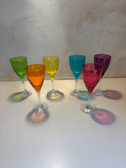JUEGO DE 6 COPAS DE COLORES 1940s