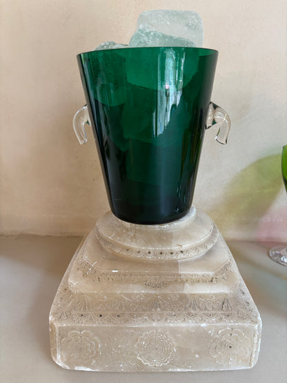 CUBITERA VINTAGE EN VIDRIO VERDE.