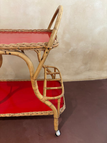CARRITO-CAMARERA DE BAMBU AÑOS 60.