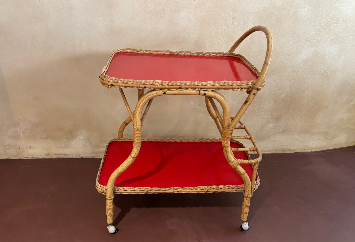 CARRITO-CAMARERA DE BAMBU AÑOS 60.