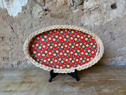 BANDEJA VINTAGE DE MIMBRE.