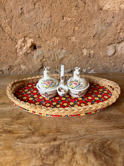 BANDEJA VINTAGE DE MIMBRE.