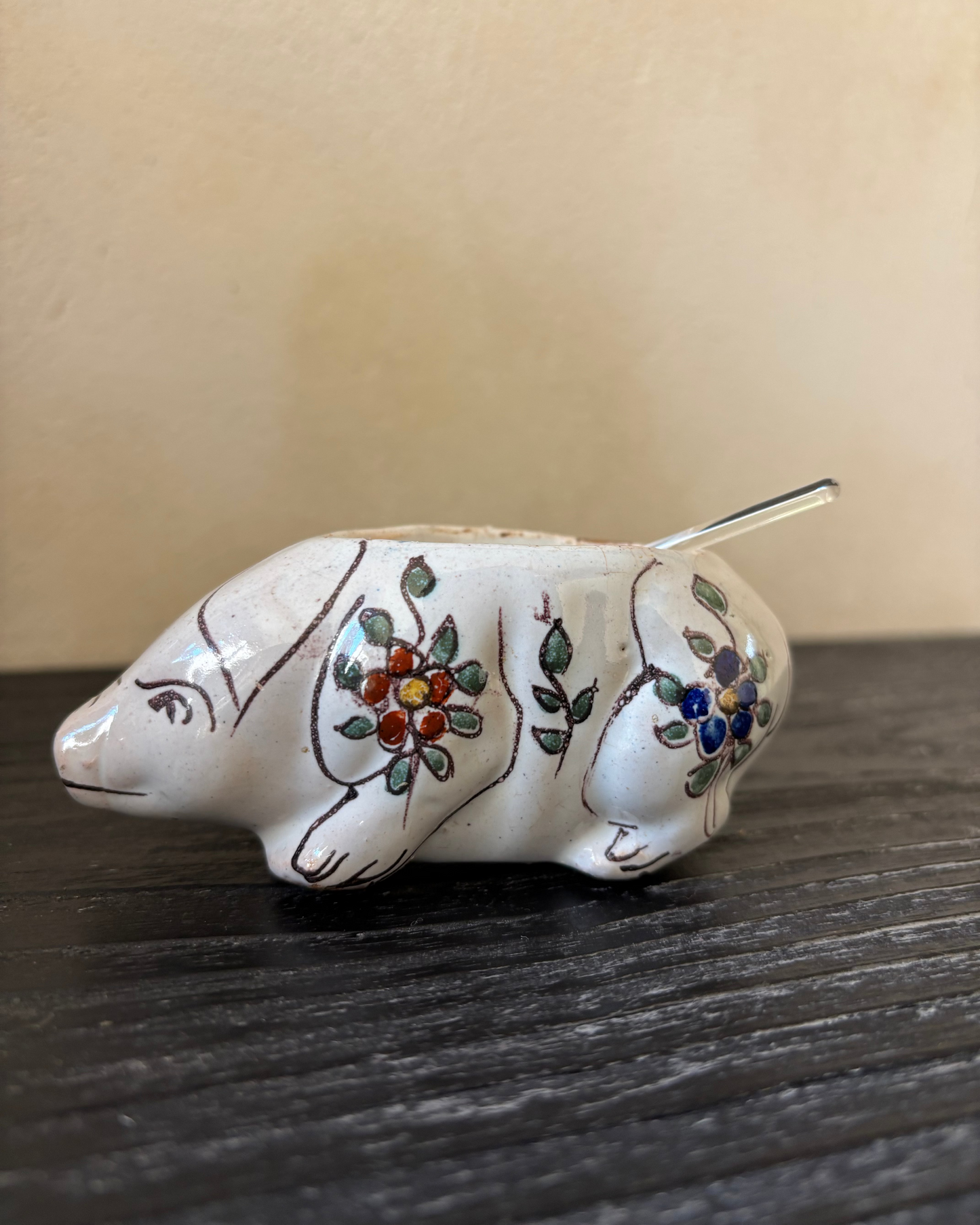 ANTIGUO SALERO DE PELLIZCO EN  LOZA