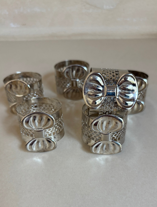 JUEGO DE 6 SERVILLETEROS VINTAGE DE ALPACA.