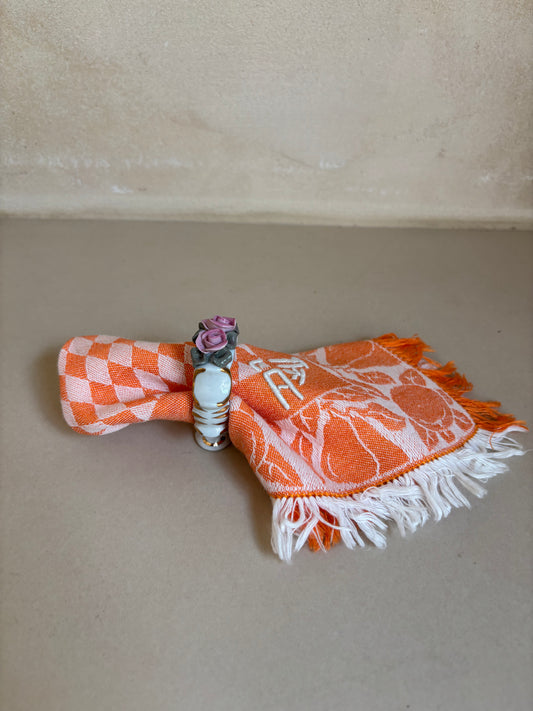 JUEGO DE 6 SERVILLETEROS VINTAGE DE PORCELANA