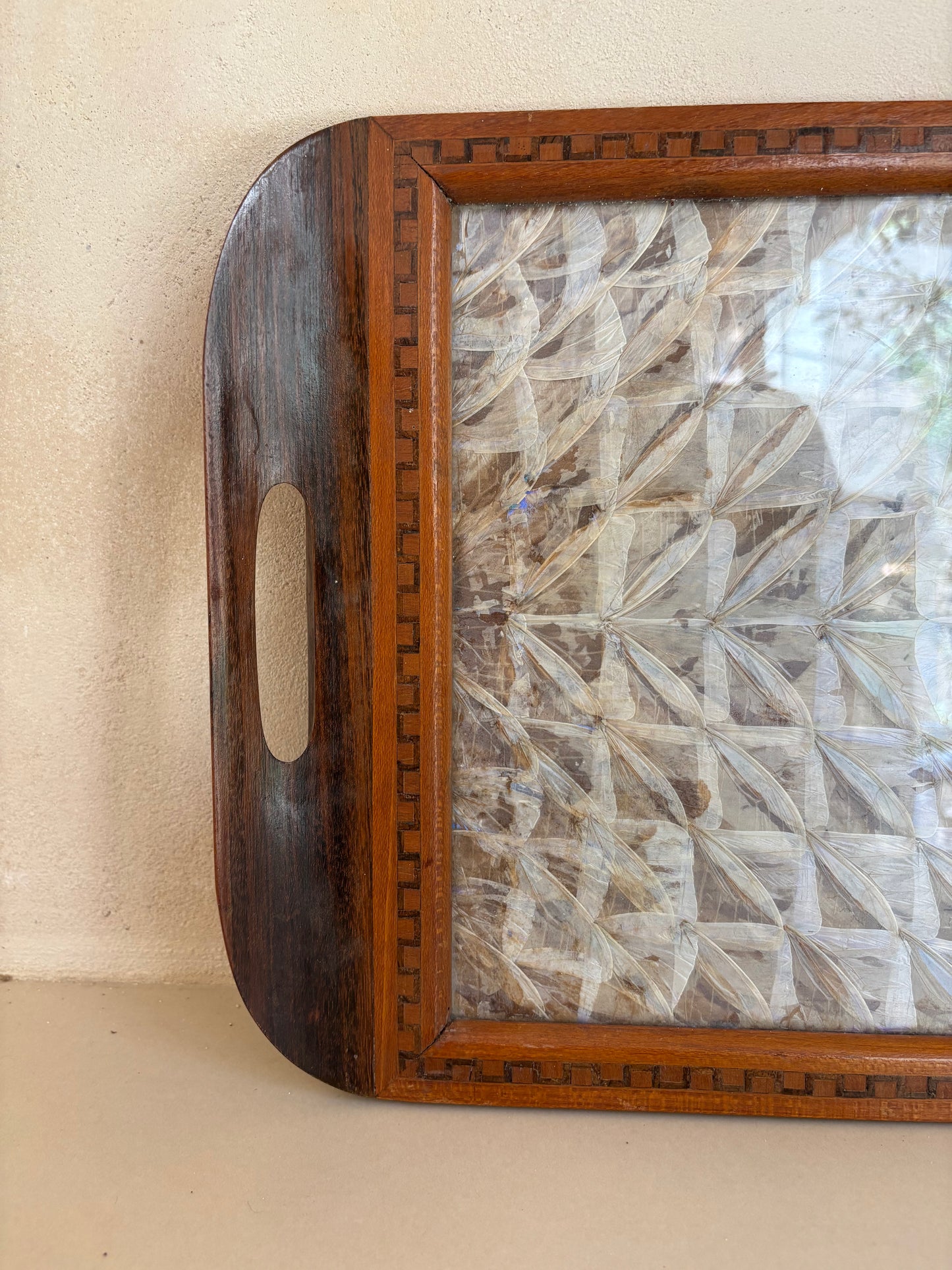 BANDEJA VINTAGE DE ALAS DE MARIPOSAS.