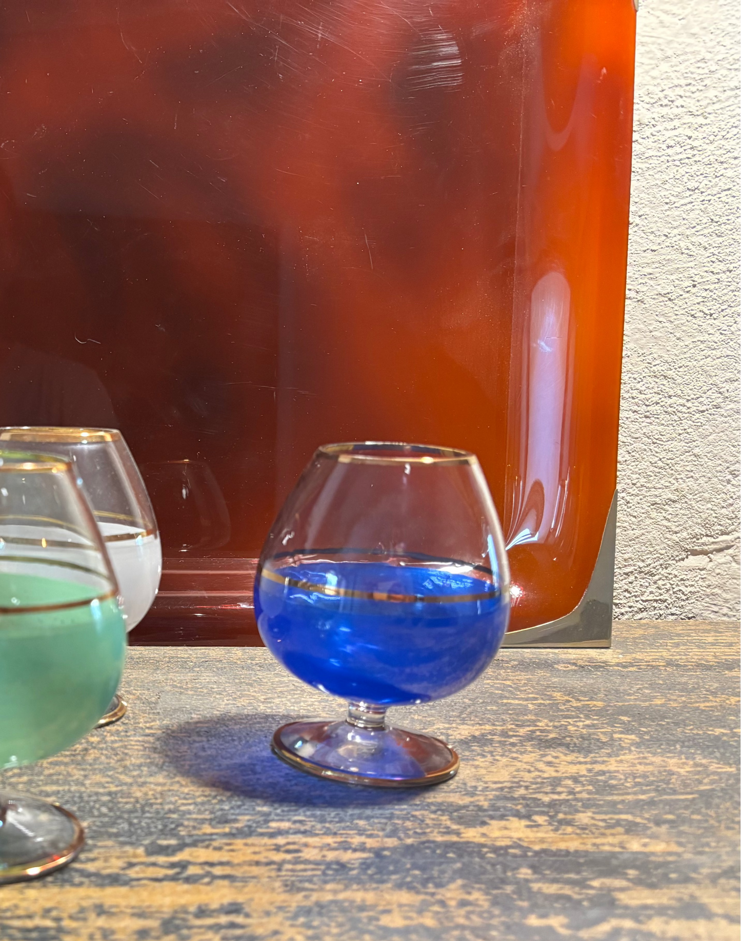 SET DE 4 COPAS VINTAGE DE CRISTAL PARA COÑAC.