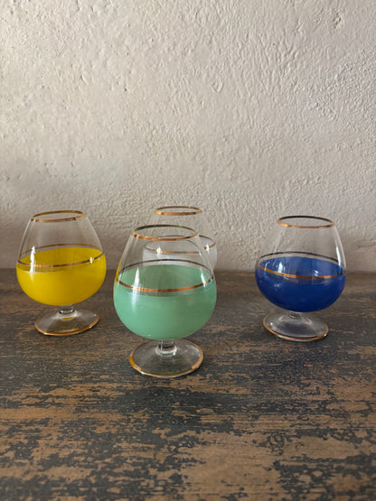 SET DE 4 COPAS VINTAGE DE CRISTAL PARA COÑAC.