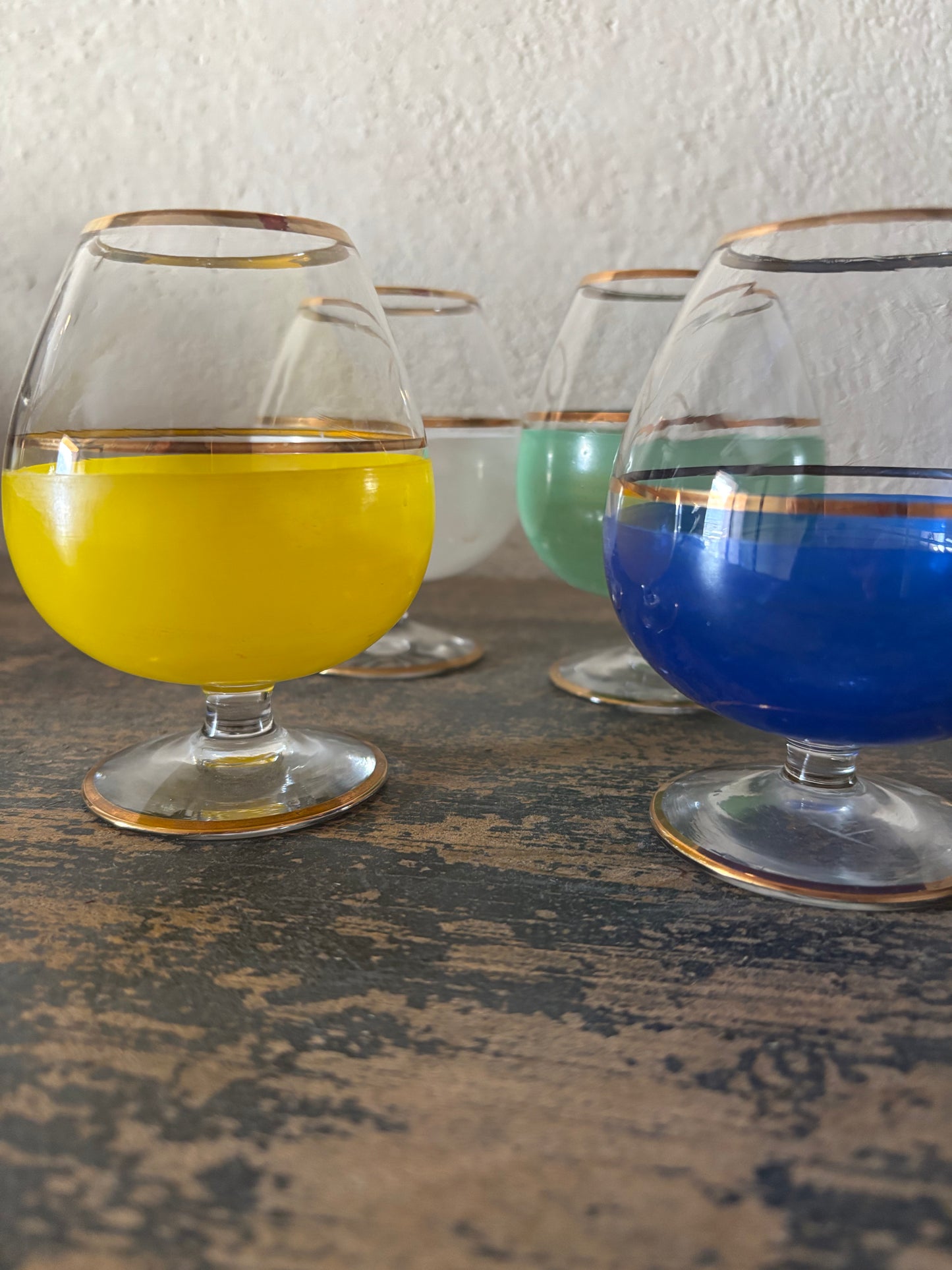 SET DE 4 COPAS VINTAGE DE CRISTAL PARA COÑAC.