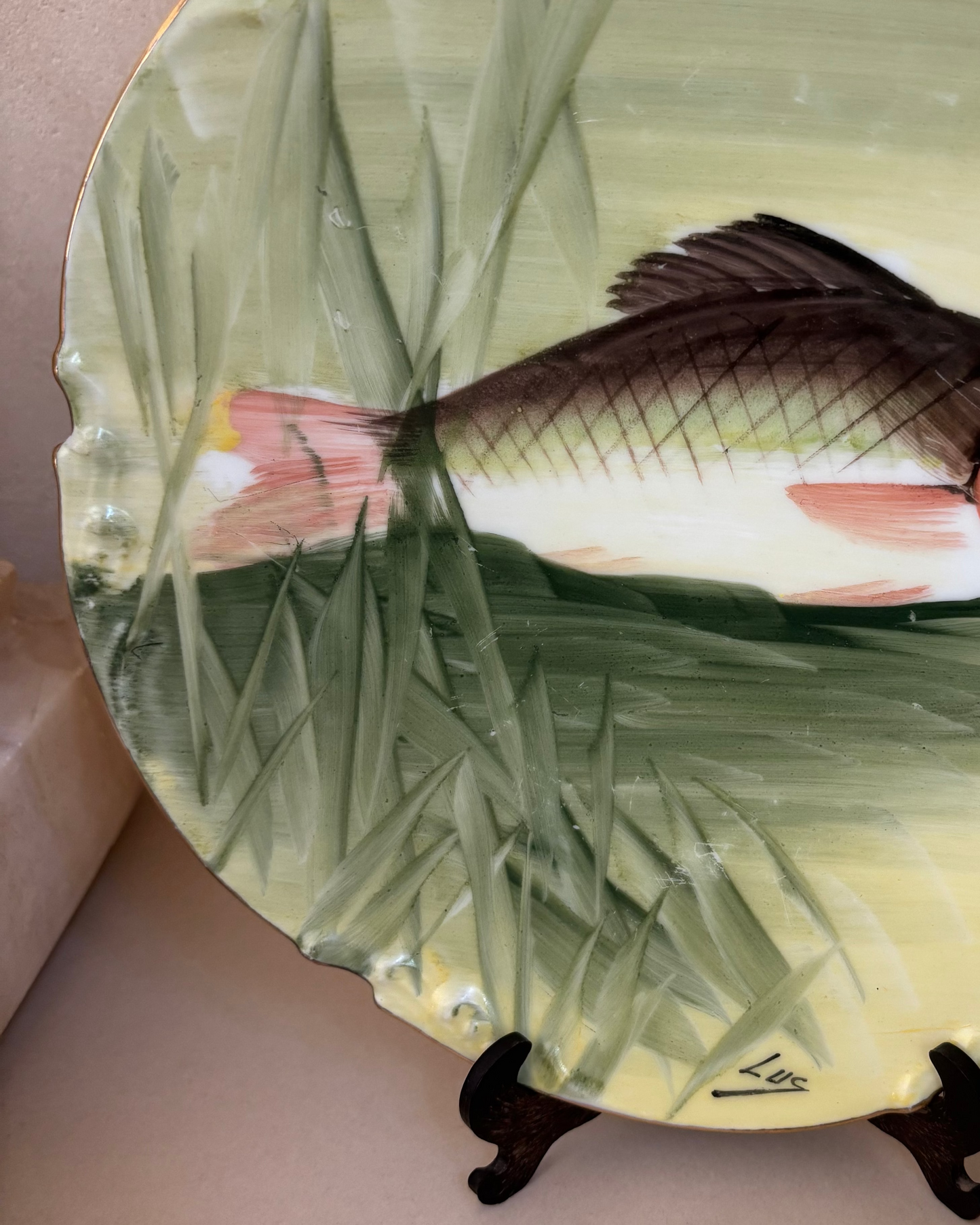 SERVICIO DE PESCADO EN PORCELANA ANTIGUA 9 PIEZAS - LIMOGES.