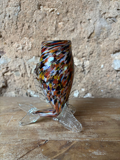 JARRON DE CRISTAL DE MURANO VINTAGE FORMA DE PEZ.