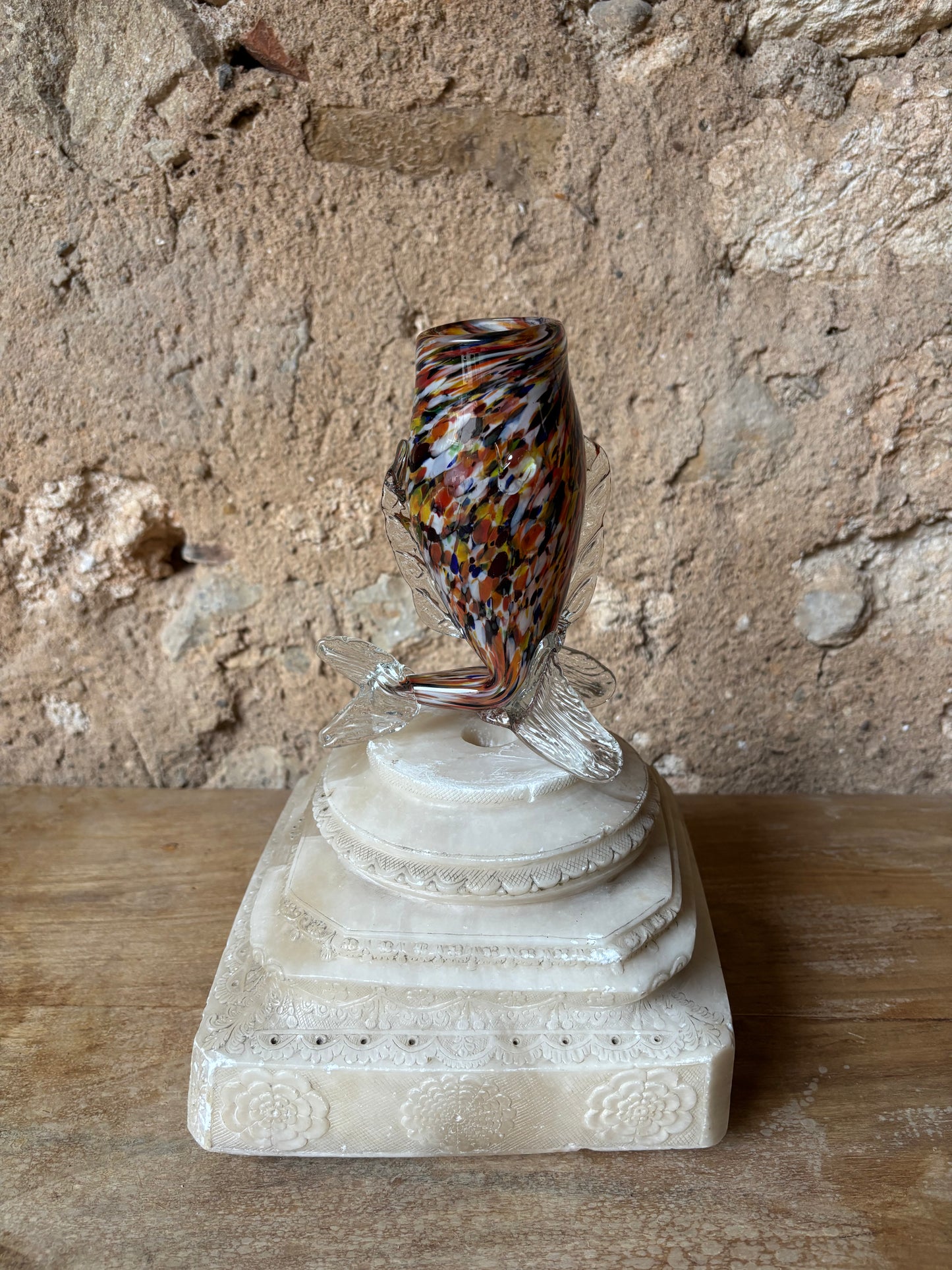 JARRON DE CRISTAL DE MURANO VINTAGE FORMA DE PEZ.