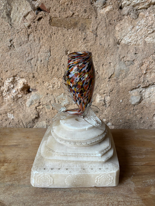 JARRON DE CRISTAL DE MURANO VINTAGE FORMA DE PEZ.