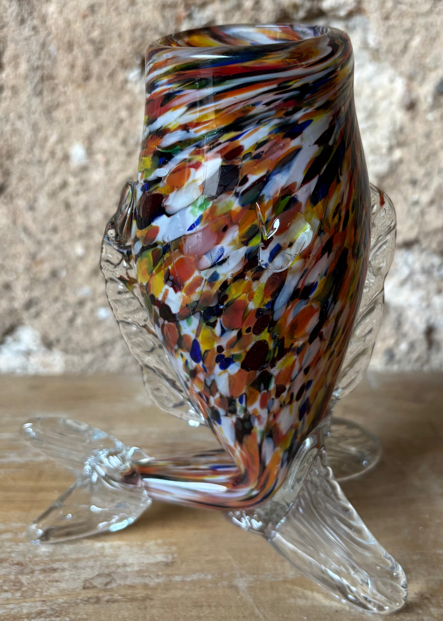 JARRON DE CRISTAL DE MURANO VINTAGE FORMA DE PEZ.