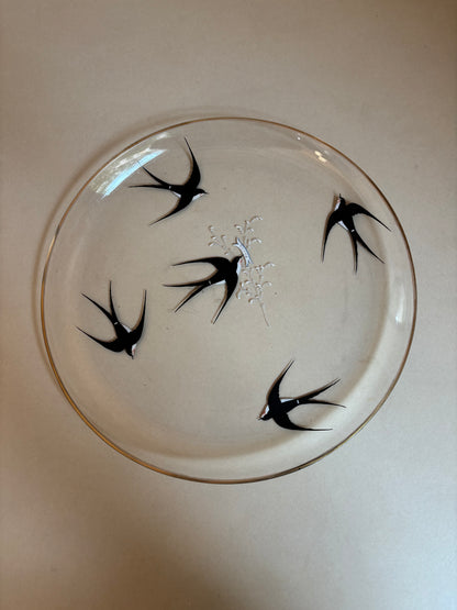 PLATO-FUENTE DE CRISTAL HÚNGARO PINTADO A MANO