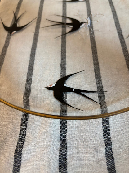 PLATO-FUENTE DE CRISTAL HÚNGARO PINTADO A MANO