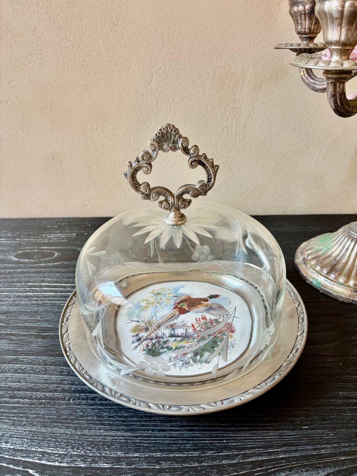 QUESERA MID-CENTURY EN CRISTAL.