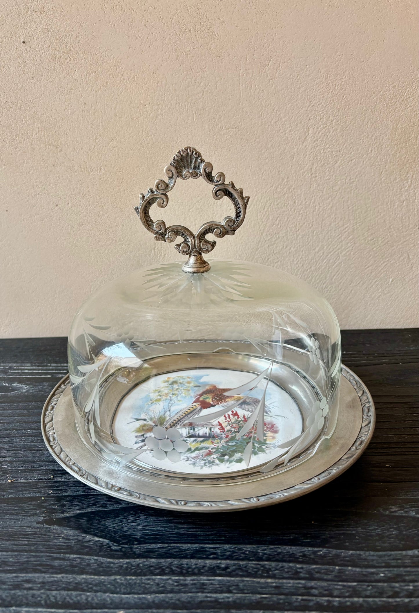 QUESERA MID-CENTURY EN CRISTAL.