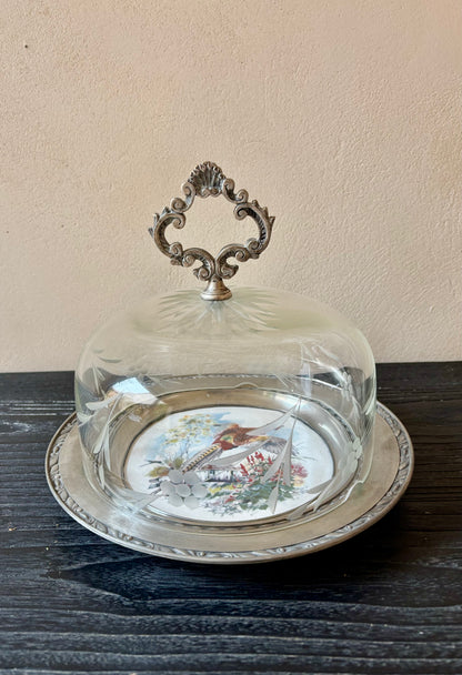 QUESERA MID-CENTURY EN CRISTAL.