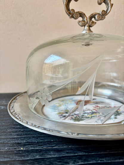 QUESERA MID-CENTURY EN CRISTAL.