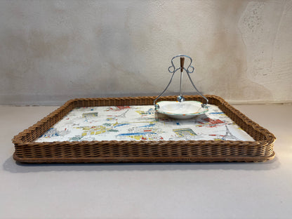 BANDEJA RAFIA ESTAMPADO PARISINO.